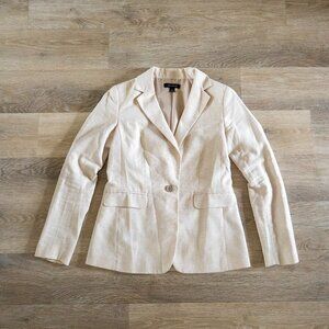 Ann Taylor Cotton-Linen Blazer in Tan